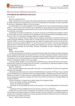 Consorcio De Servicios Sociales ANUNCIO Decreto O Resolución 585/16