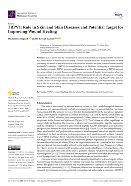 TRPV1: Role in Skin and Skin Diseases and Potential Target for Improving Wound Healing