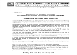 Media Release by Terry O'gorman Vice.President, Queensland Council for Civil Liberties