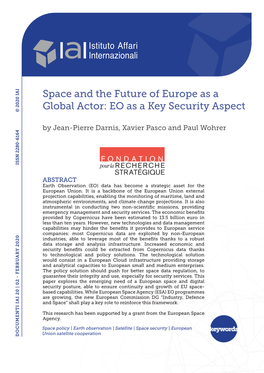 Space and the Future of Europe As a Global Actor: EO As a Key Security Aspect