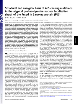 Structural and Energetic Basis of ALS-Causing Mutations in the Atypical Proline–Tyrosine Nuclear Localization Signal of the Fused in Sarcoma Protein (FUS)