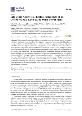 Life Cycle Analysis of Ecological Impacts of an Offshore and a Land-Based Wind Power Plant