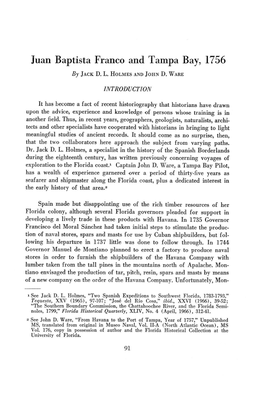 Juan Baptista Franco and Tampa Bay, 1756