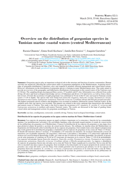 Overview on the Distribution of Gorgonian Species in Tunisian Marine Coastal Waters (Central Mediterranean)