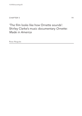 Shirley Clarke's Music Documentary Ornette: Made in America