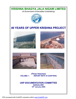 Krishna Bhagya Jala Nigam Limited 40 Years of Upper Krishna Project