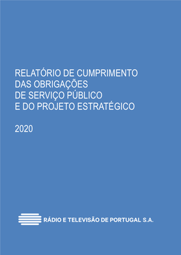 Relatório De Cumprimento Das Obrigações De Serviço Público E Do Projeto Estratégico