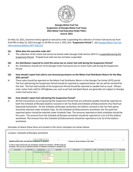 May-June 2021 Motor Fuel Executive Order Faqs