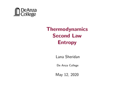 Thermodynamics Second Law Entropy