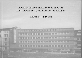 Denkmalpflege in Der Stadt Bern 1985-1988