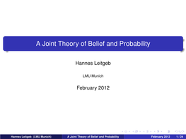 A Joint Theory of Belief and Probability