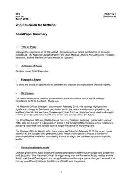 NHS Education for Scotland Boardpaper Summary