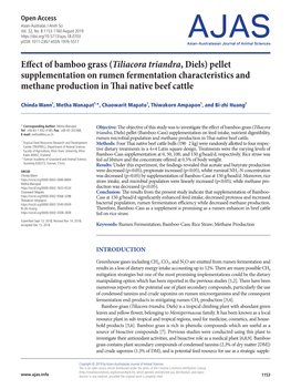 Effect of Bamboo Grass (Tiliacora Triandra, Diels) Pellet