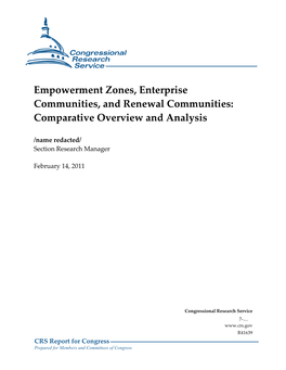 Empowerment Zones, Enterprise Communities, and Renewal Communities: Comparative Overview and Analysis