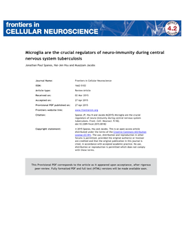 Microglia Are the Crucial Regulators of Neuro-Immunity During Central Nervous System Tuberculosis