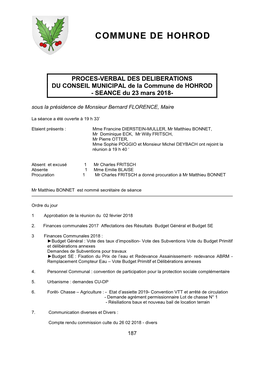 CR Réunion Conseil Municipal Du 23-03-18