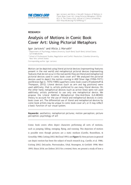 Analysis of Motions in Comic Book Cover Art: Using Pictorial Metaphors Igor Juricevic1 and Alicia J