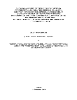 National Assembly of the Republic of Armenia Constitutional Court of the Republic of Armenia European Commission for Democracy