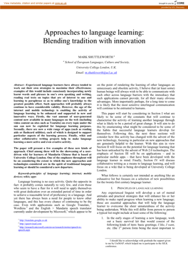 Approaches to Language Learning: Blending Tradition with Innovation