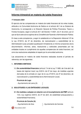 Informe Trimestral En Materia De Tutela Financiera