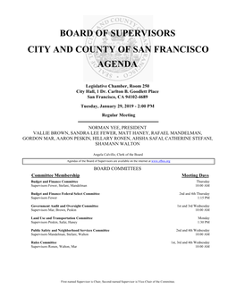 Board of Supervisors City and County of San Francisco Agenda