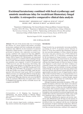 Excisional Keratectomy Combined with Focal Cryotherapy and Amniotic