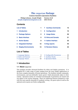 The Csquotes Package Context Sensitive Quotation Facilities Philipp Lehman, Joseph Wright Version V5.2L Joseph.Wright@Morningstar2.Co.Uk 2021-02-22