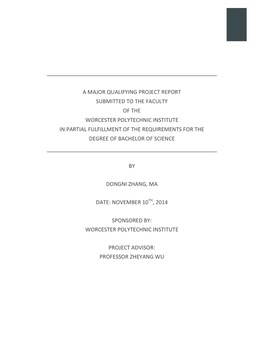 A Major Qualifying Project Report Submitted to The