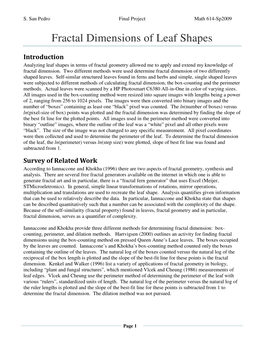 Fractal Dimensions of Leaf Shapes