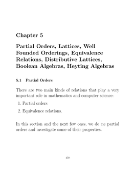 Chapter 5 Partial Orders, Lattices, Well Founded Orderings