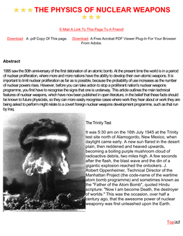 The Physics of Nuclear Weapons