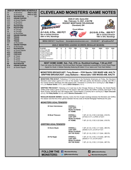 Cleveland Monsters Game Notes