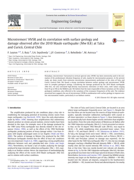 Microtremors' HVSR and Its Correlation with Surface Geology and Damage Observed After the 2010 Maule Earthquake (Mw 8.8) at Talca and Curicó, Central Chile