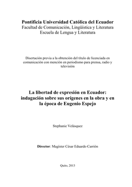 Pontificia Universidad Católica Del Ecuador La Libertad De Expresión