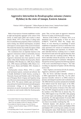 Aggressive Interaction in Dendropsophus Minutus (Anura: Hylidae) in the State of Amapá, Eastern Amazon