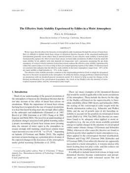 The Effective Static Stability Experienced by Eddies in a Moist Atmosphere