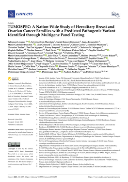 A Nation-Wide Study of Hereditary Breast and Ovarian Cancer Families with a Predicted Pathogenic Variant Identiﬁed Through Multigene Panel Testing