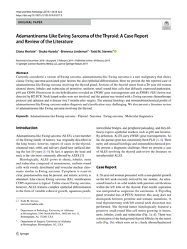 Adamantinoma-Like Ewing Sarcoma of the Thyroid: a Case Report and Review of the Literature