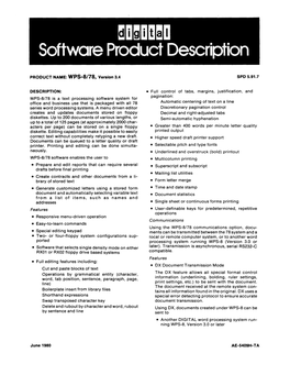 Software Product Description