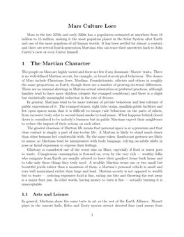 Mars Culture Lore 1 the Martian Character