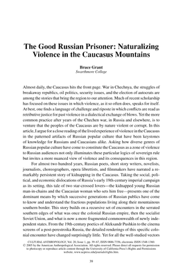 The Good Russian Prisoner: Naturalizing Violence in the Caucasus Mountains