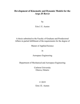 Development of Kinematic and Dynamic Models for the Argo J5 Rover