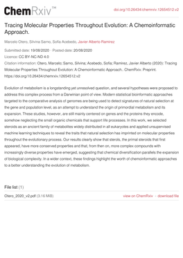 Tracing Molecular Properties Throughout Evolution: a Chemoinformatic Approach