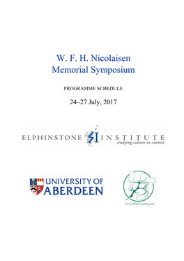 W. F. H. Nicolaisen Memorial Symposium