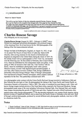 Charles Roscoe Savage from Wikipedia, the Freeencyclopedia