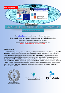 New Frontiers on Neurodegeneration and Neuroinflammation, from Peptidases to Neurotrophic Factors