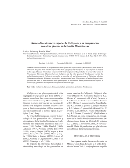 Gametofitos De Nueve Especies De Callipteris Y Su Comparación Con Otros Géneros De La Familia Woodsiaceae