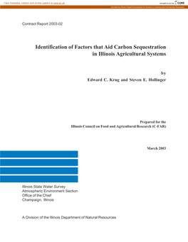 Identification of Factors That Aid Carbon Sequestration in Illinois Agricultural Systems