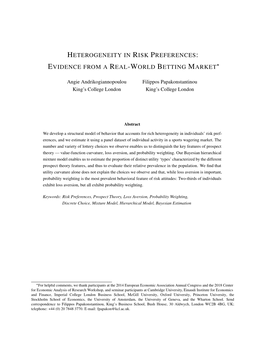 Heterogeneity in Risk Preferences: Evidence from a Real-World Betting