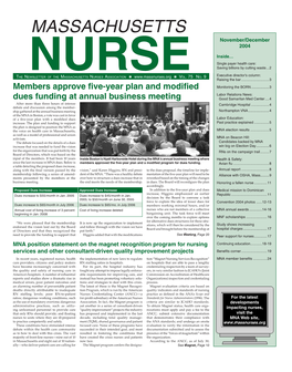 Massachusetts Nurse Newsletter :: November/December 2004